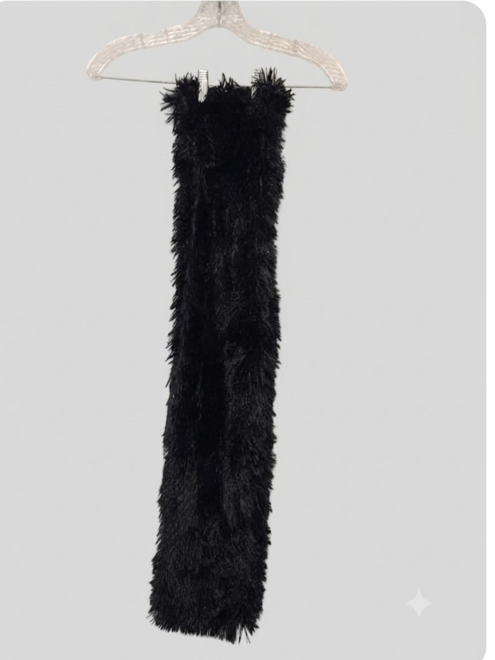 Black Shaggy Faux Fur Infinity Scarf Winter Soft Loop Neck Warmer